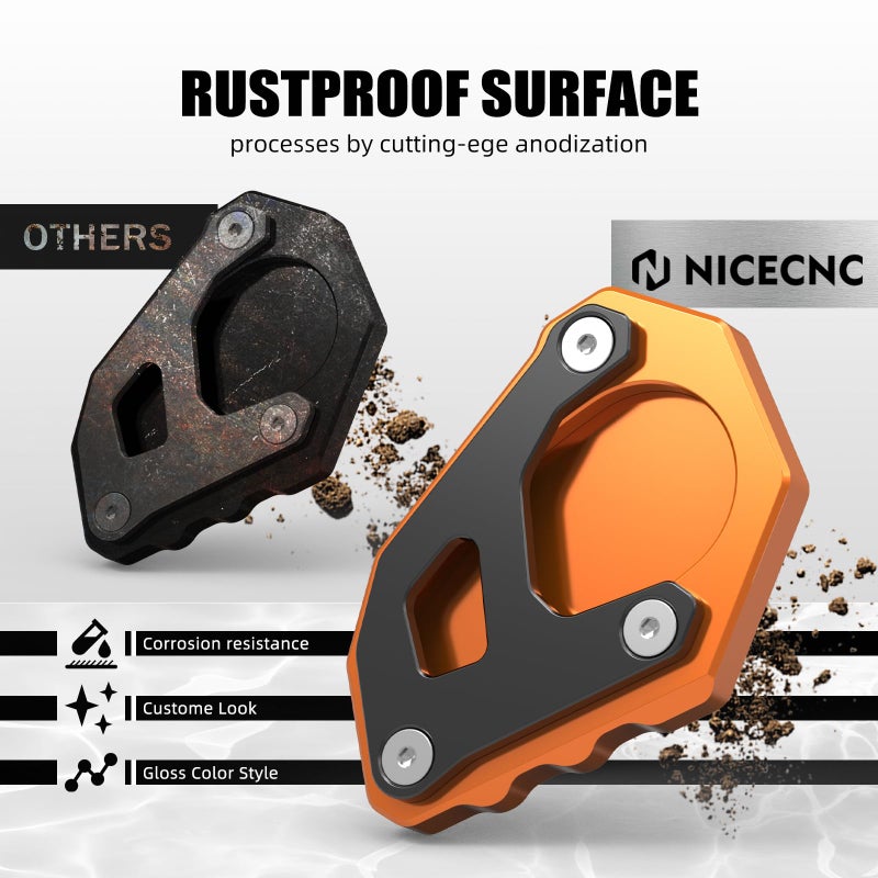 NiceCNC Orange Kickstand Kick Side Stand Extension Plate compatible with 690 ENDURO R,690 SMC R 2019-2020 - Image 3